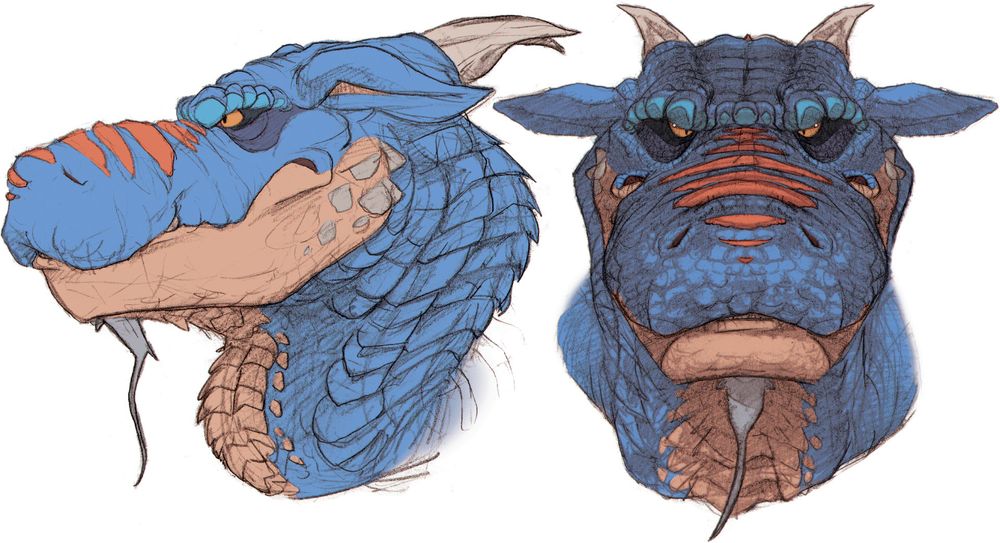 A drawing of Stio's head in profile and front view, from 2020.