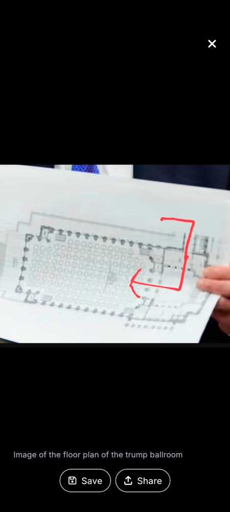 Plan of trump ballroom with circulation annotated