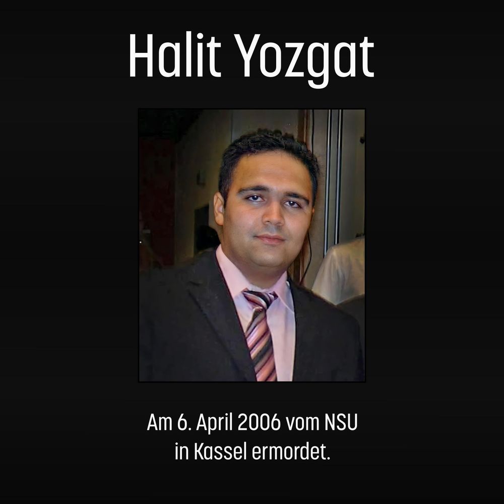 Sharepic: schwarzer Hintergrund, in der Mitte ein Bild von Halit Yozgat. Text: Halit Yozgat, am 6. April 2006 vom NSU in Kassel ermordet.