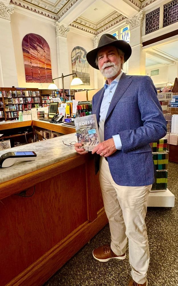 Mark Stoll with his Profit: An Environmental History in Munro's Books, Victoria, BC.