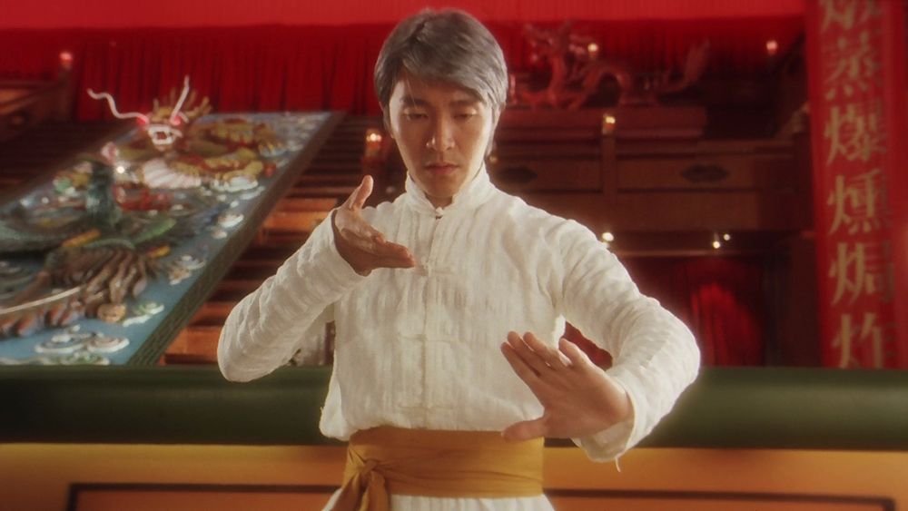 God of Cookery. Stephen Chow doing tai chi