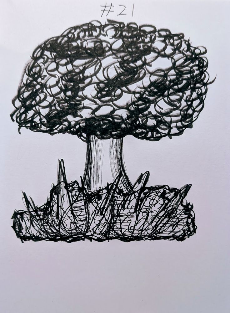 An ink drawing of a nuclear blast