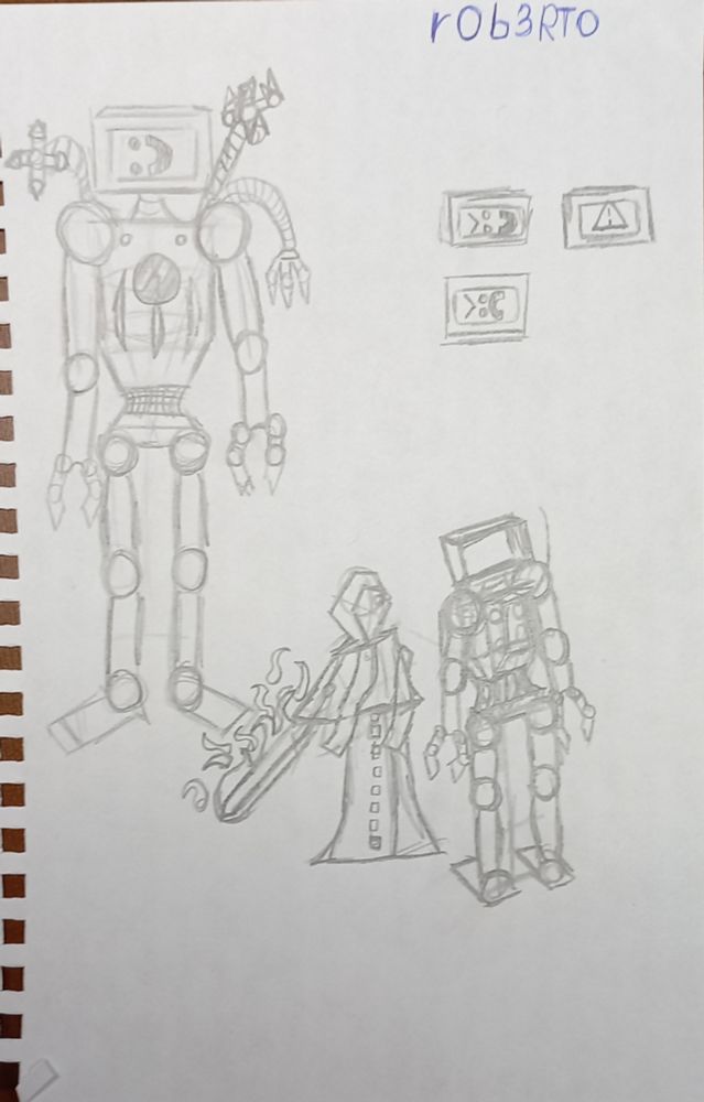 His name is R.o.b.3.r.t.o. This is not his true form, but he is forced to be in robot body to stay "alive". This form weakens him a lot, but protects btw