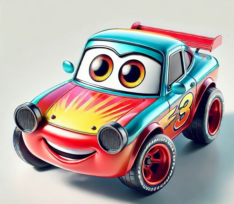 An AI-generated image showing a red and blue toy car with eyes. The figure has been obtained from summarizing a product category called "Iconic Movie-Inspired 1:55 Scale Diecast Cars Perfect for Storytelling
and Roleplay". The categorization has been obtained in the referenced paper. More details in Table 4.