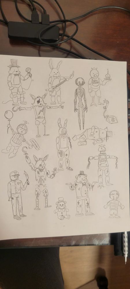 A collection of FNaF characters from 1-4