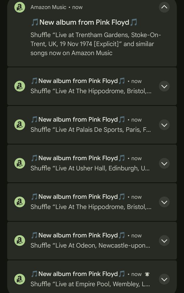 New album from Pink Floyd? And they keep coming in! I think my phone is drunk.