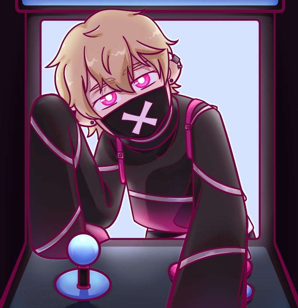 peachie's character coming out of a arcade machine