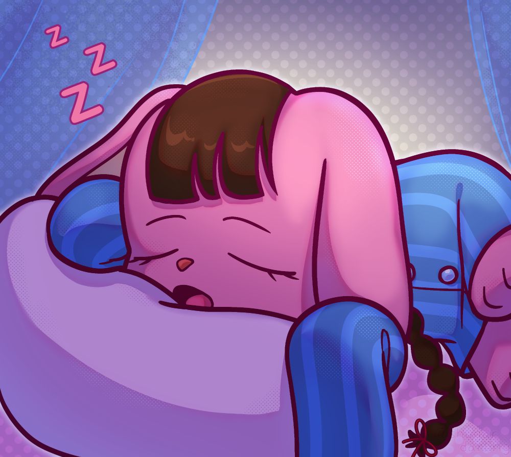 KittyBazooka's character sleeping cozily in bed