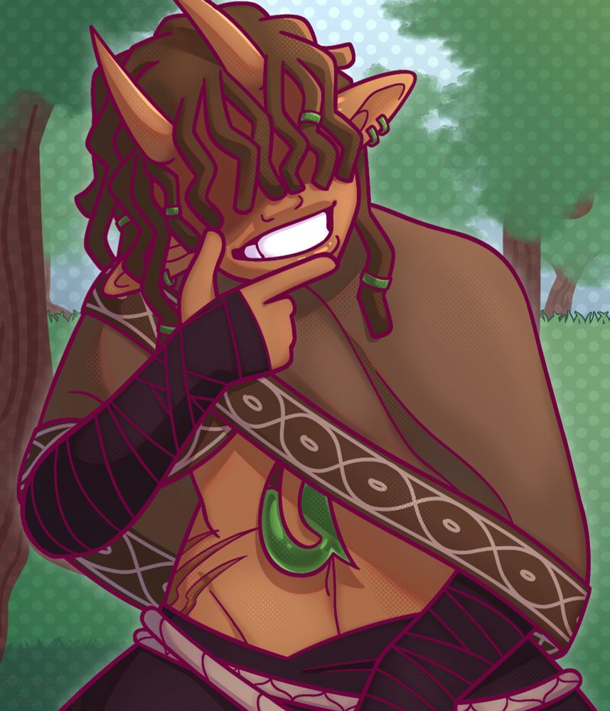 Mauzu's character crouching down looking like he had a good idea