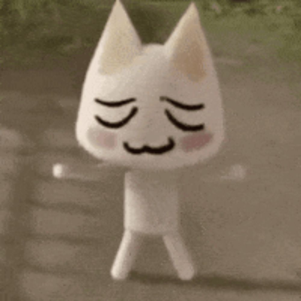 a cartoon cat is walking down a road with a funny face .