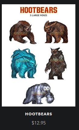 page of monsters called hootbears, which are not dungeons and dragons owlbears