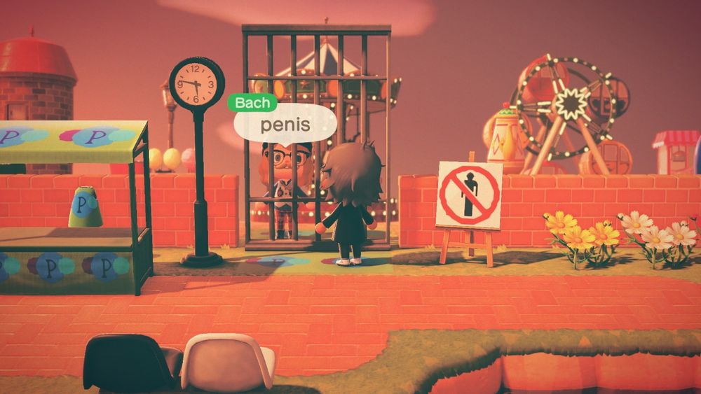 The same photo but now the trapped character is saying the word "penis".