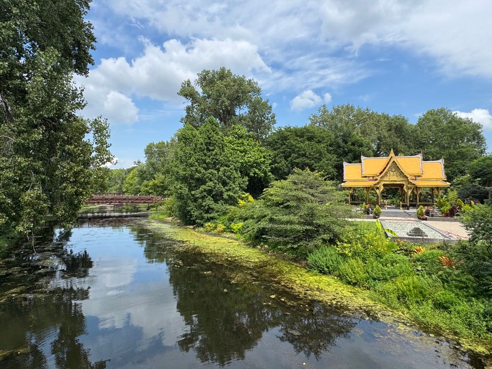 Thai Pavilion situated along Starkweather Creek at Olbrich Botanical Gardens in Madison, Wisconsin