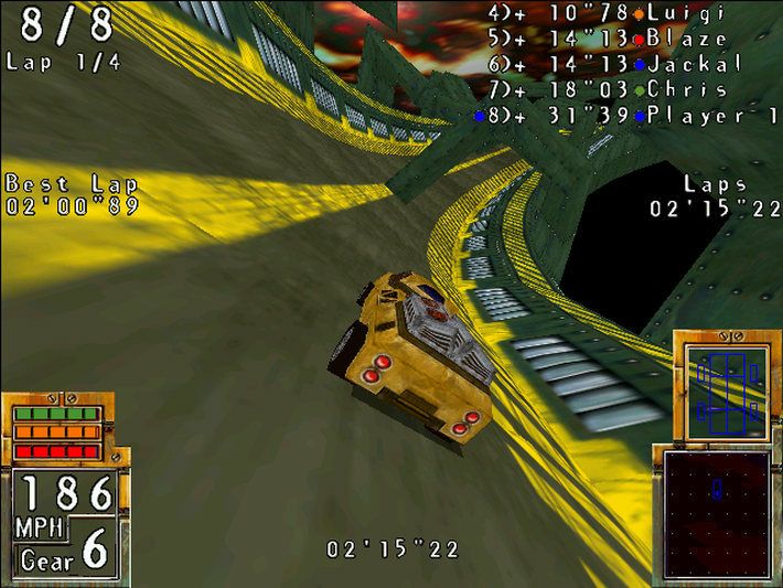 A truck on a futuristic banked road.