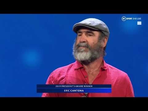 Eric Cantona gives a bizarre yet brilliant speech after picking up UEFA President's Award!