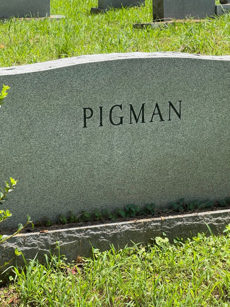 A headstone that says Pigman