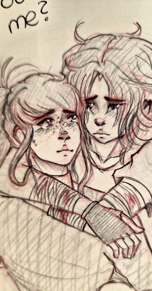 The same drawing as described before but zoomed into their faces.