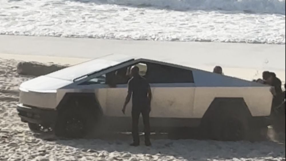 WATCH: Tesla Cybertruck gets stuck on shores of Marina State Beach