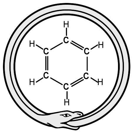 Benzene surrounded by an ouroboros 