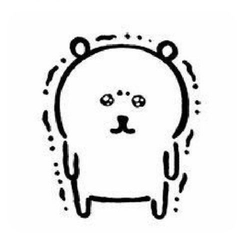 하얀색 곰 농담곰이 눈물을 참는듯한 눈과 몸을 떨고있음을 표현하고있다