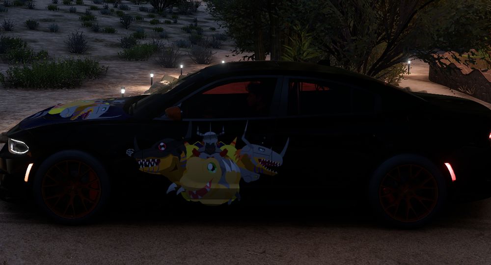 The agumon line as decals on a forza car.