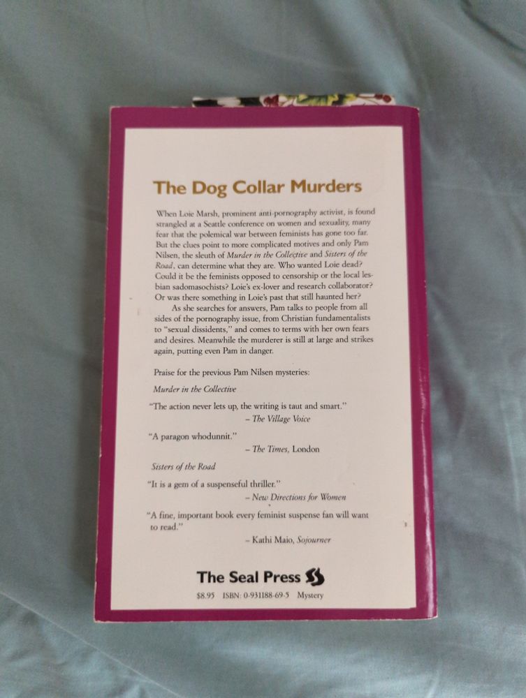 The back cover of Barbara Wilson's "The Dog Collar Murders"