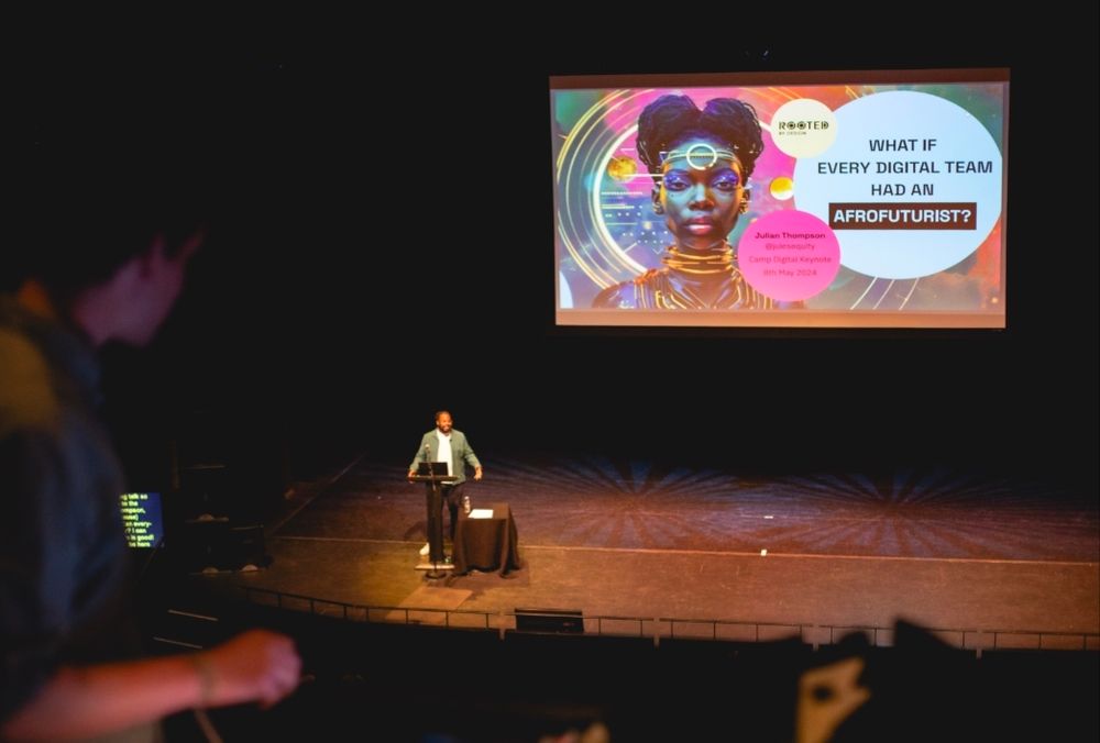 Camp Digital 2024 speaker Julian Thompson onstage at the RNCM Manchester