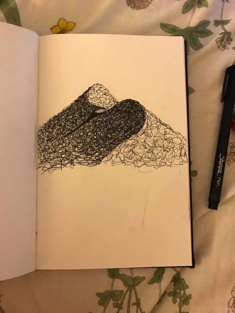  ink drawing of sand dunes