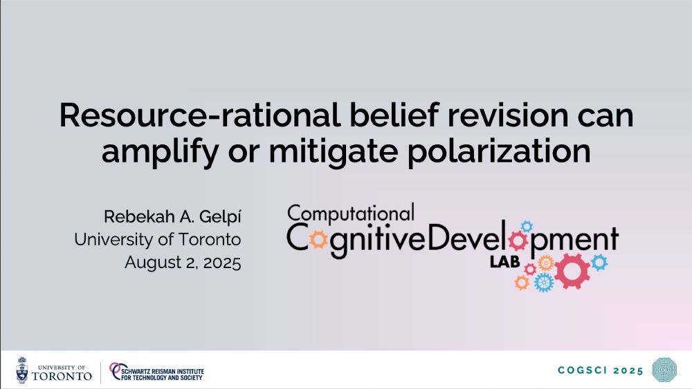 CogSci 2025 talk by Rebekah Gelpí: "Resource-rational belief revision can amplify or mitigate polarization"