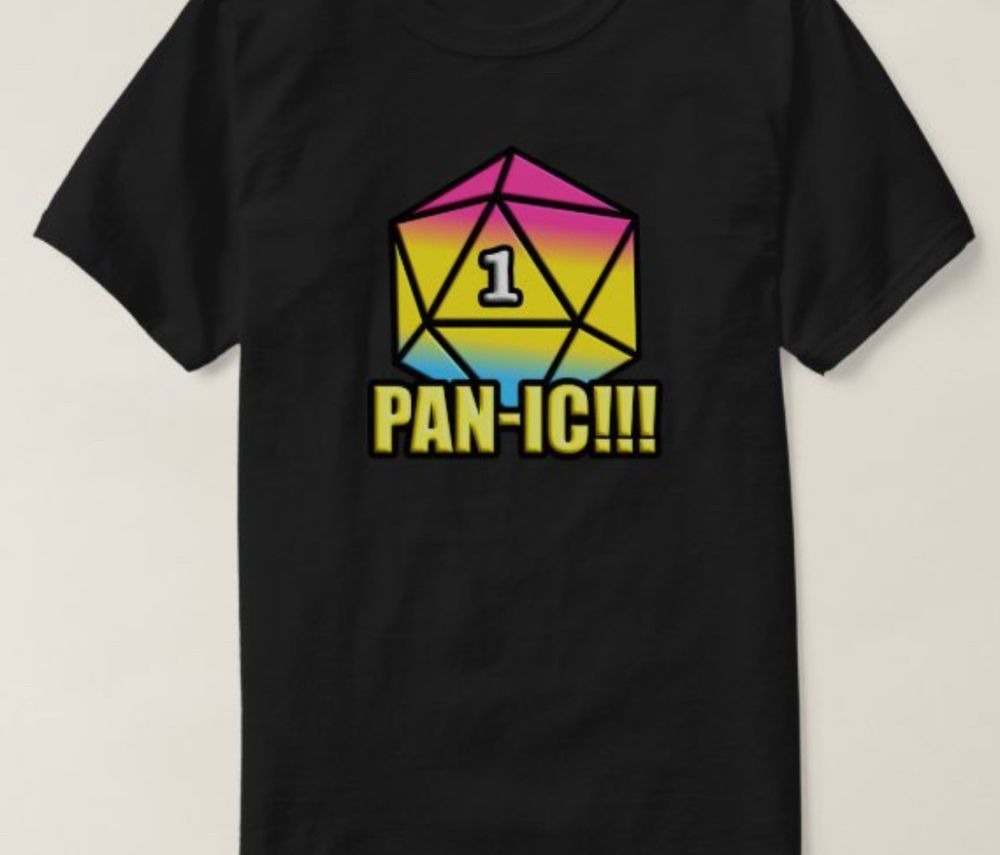 PAN-IC Pansexual Pride Dice on Black TShirt