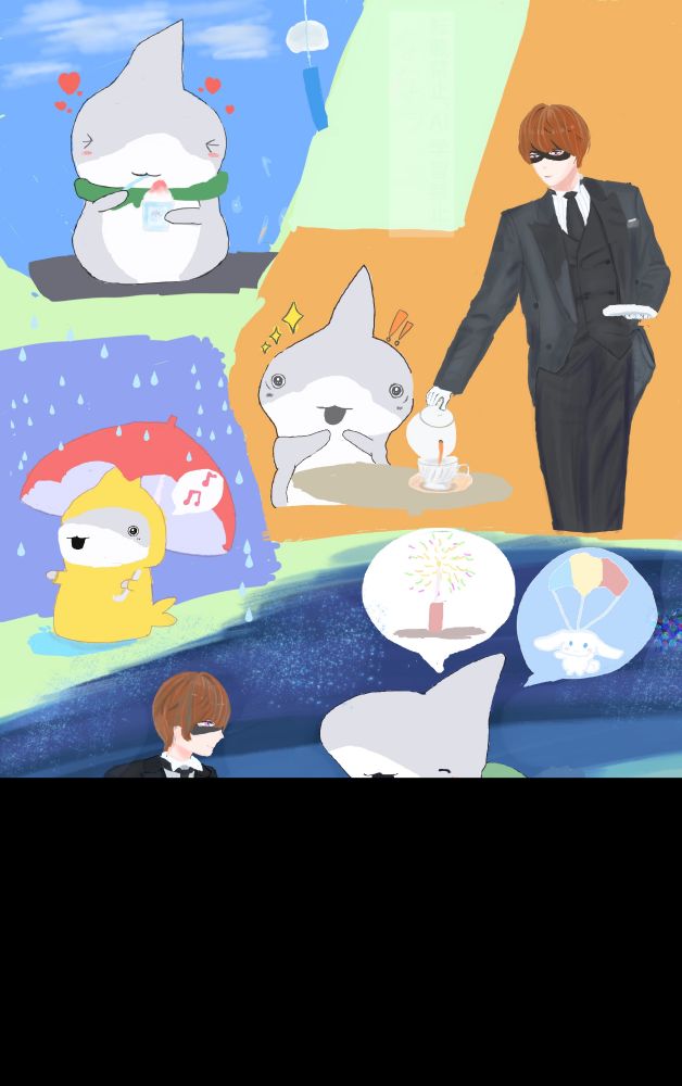 おでかけ子ザメとフレンドの絵