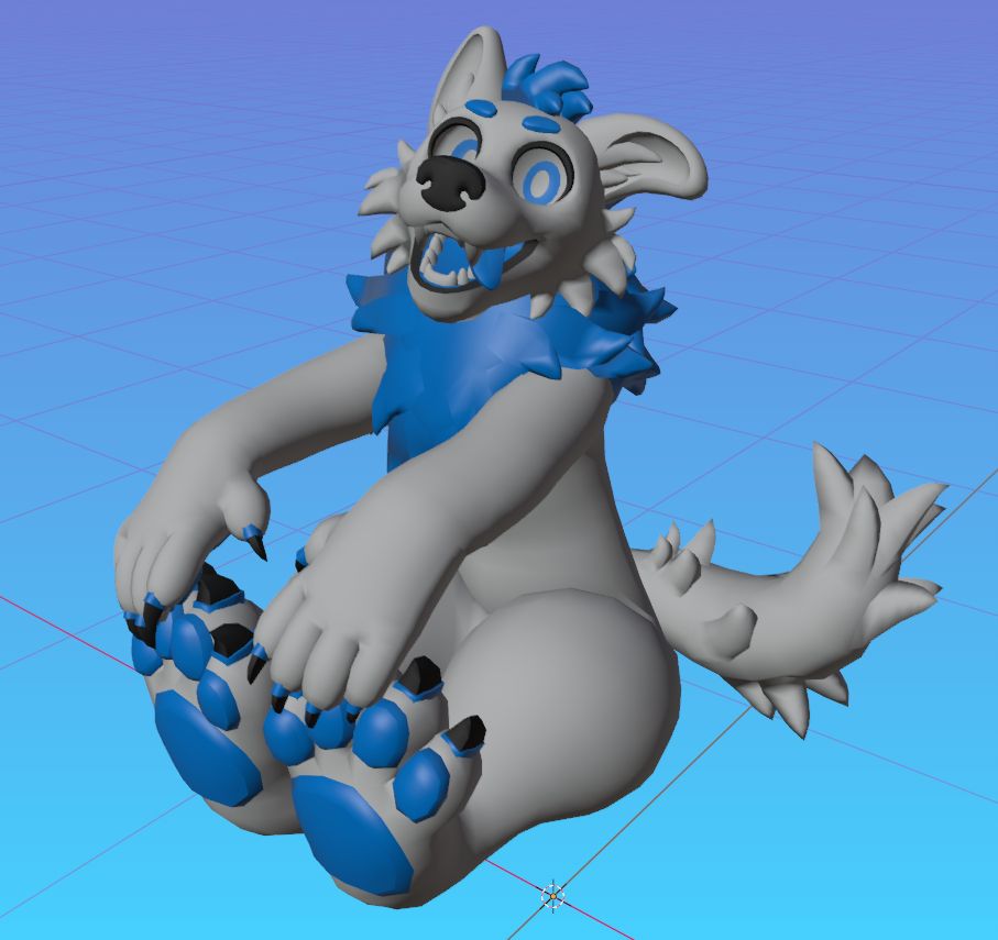 front facing screenshot of my blender model of a canine