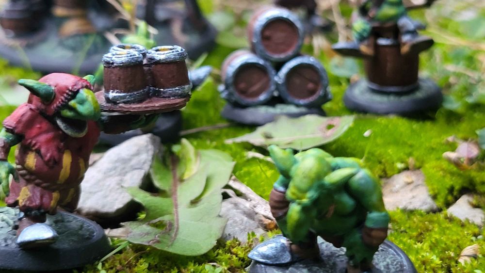 Close up shot of a goblin bartender in vomiting drunk goblin