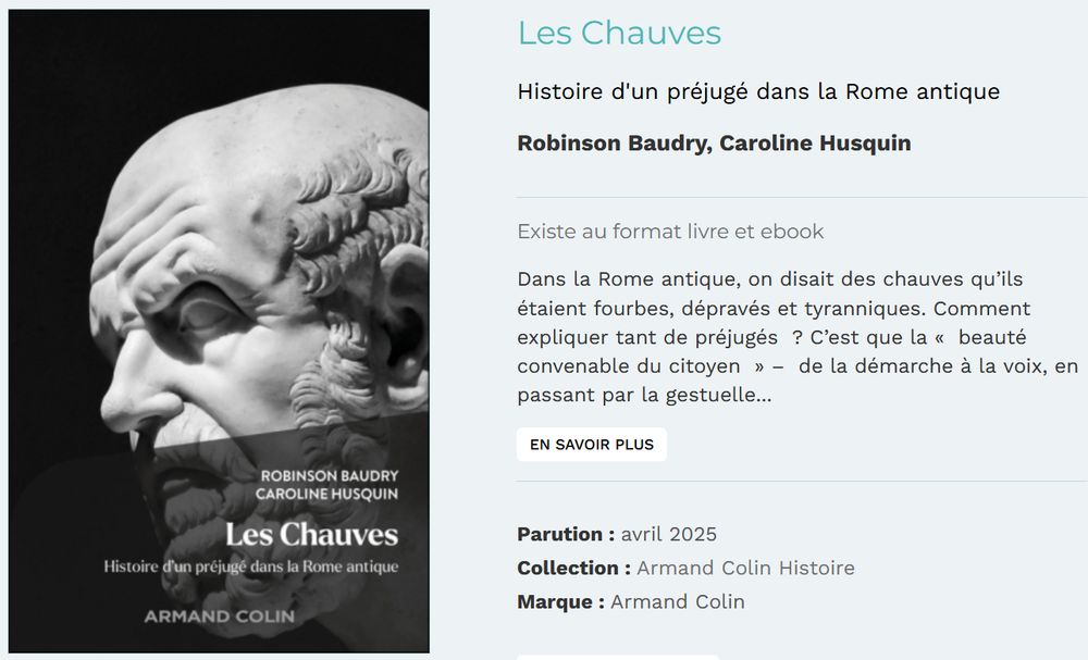 Capture d'écran du site, avec la couverture du livre (la statue d'un homme au crane chauve)