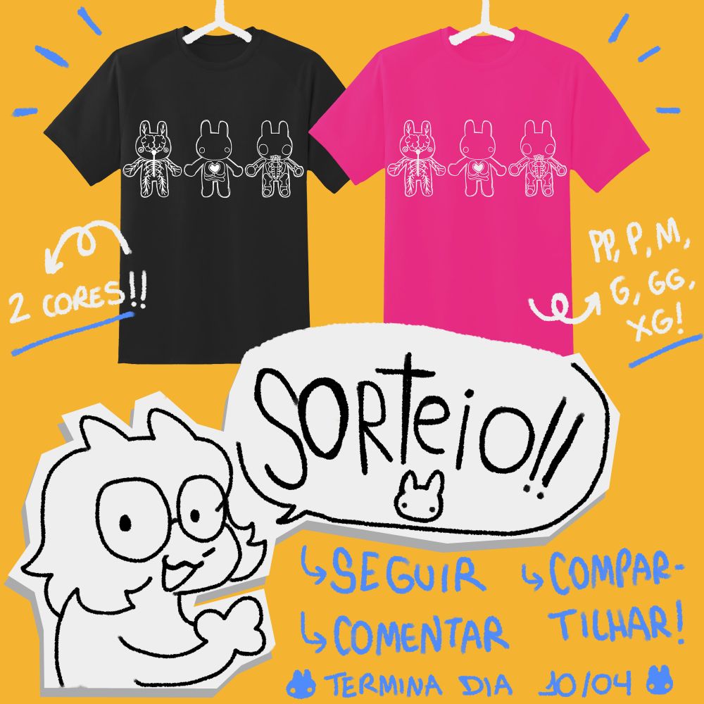 arte misturada com colagem avisando sobre o sorteio de uma camiseta minha até dia 10/04