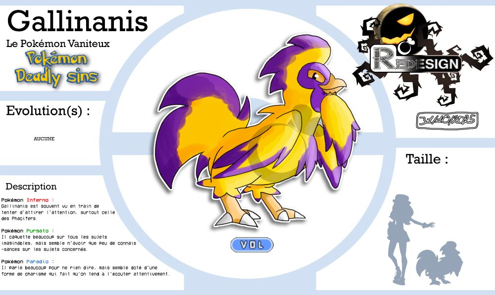 Gallinanis, un Pokémon de type Vol basé sur le péché de vaine gloire