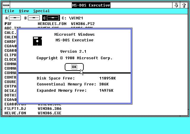 Windows 2.1 desktop.