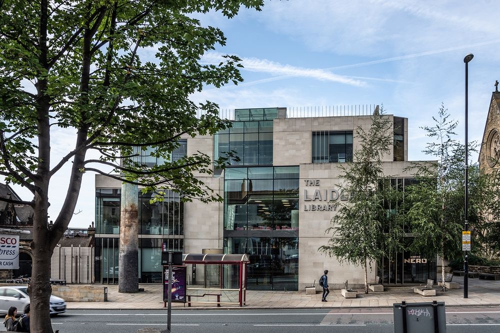 The Laidlaw Library from across a busy road