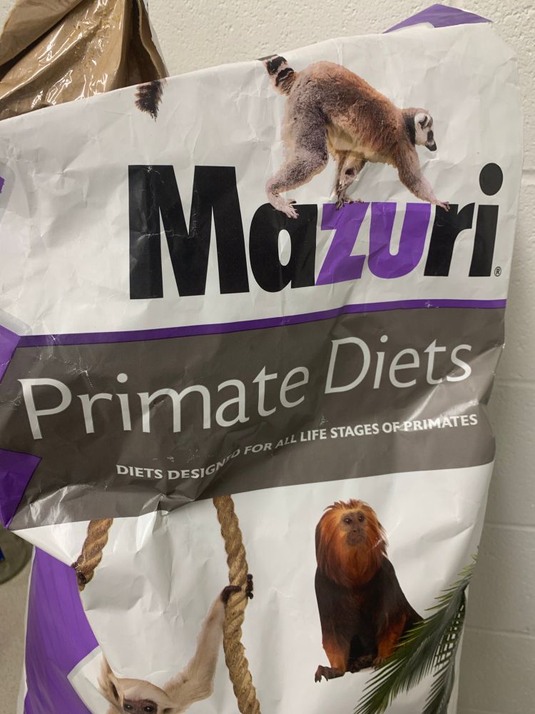 Primate diet bag of food 
