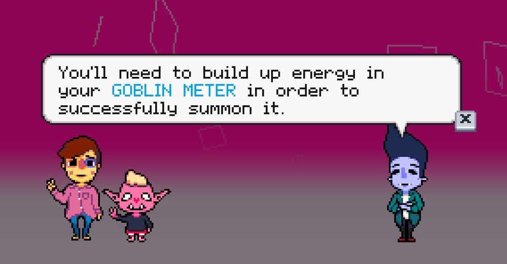 A screenshot from the game Knuckle Sandwich. "You'll need to build up energy in your GOBLIN METER in order to successfully summon it."
