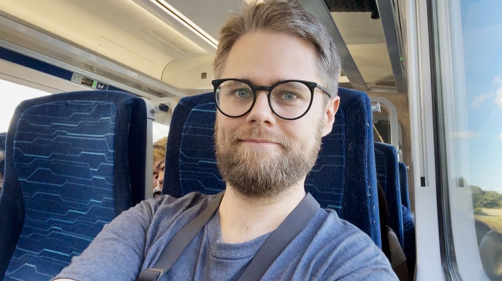 25 Sep 15:55: Knowing the challenge should have been completed by now, Ed sits on the blue seats of the Hull Trains service with a half-smile as the end is almost in sight!