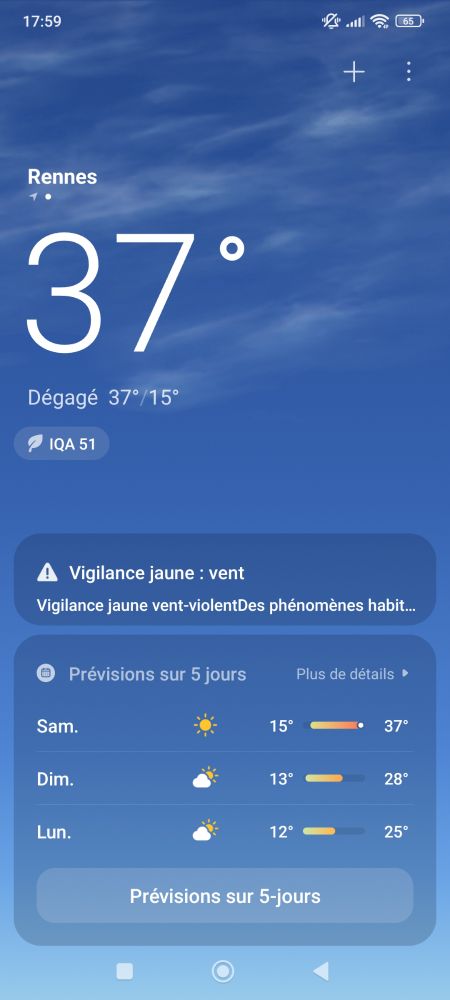 Thermomètre à 37° à Rennes