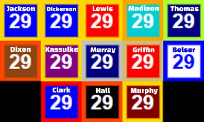 Harold Jackson
Eric Dickerson
Albert Lewis
Sam Madison
Earl Thomas
Hanford Dixon
Karl Kassulke
DeMarco Murray
Don Griffin
Jason Belser
Mario Clark
Leon Hall
Mark Murphy
