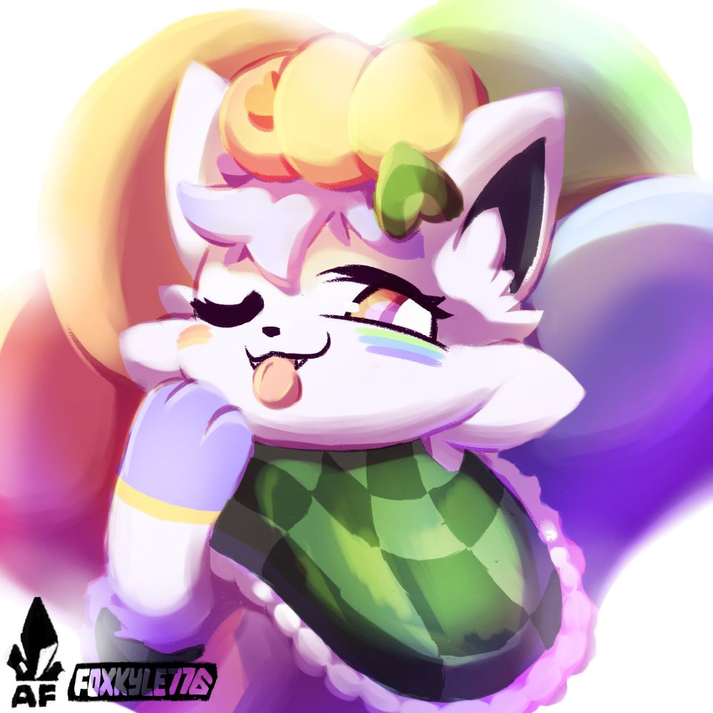 a vulpix character blepping smugly at the viewer