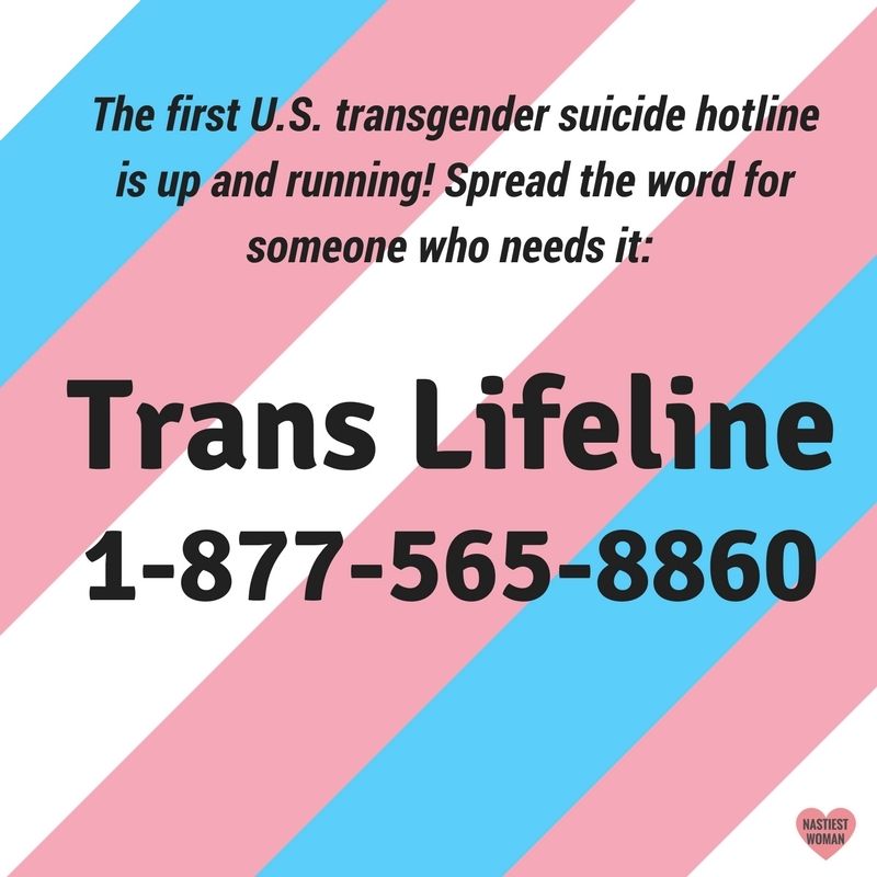 Transgender Suicide Hotline

1-877-565-8860