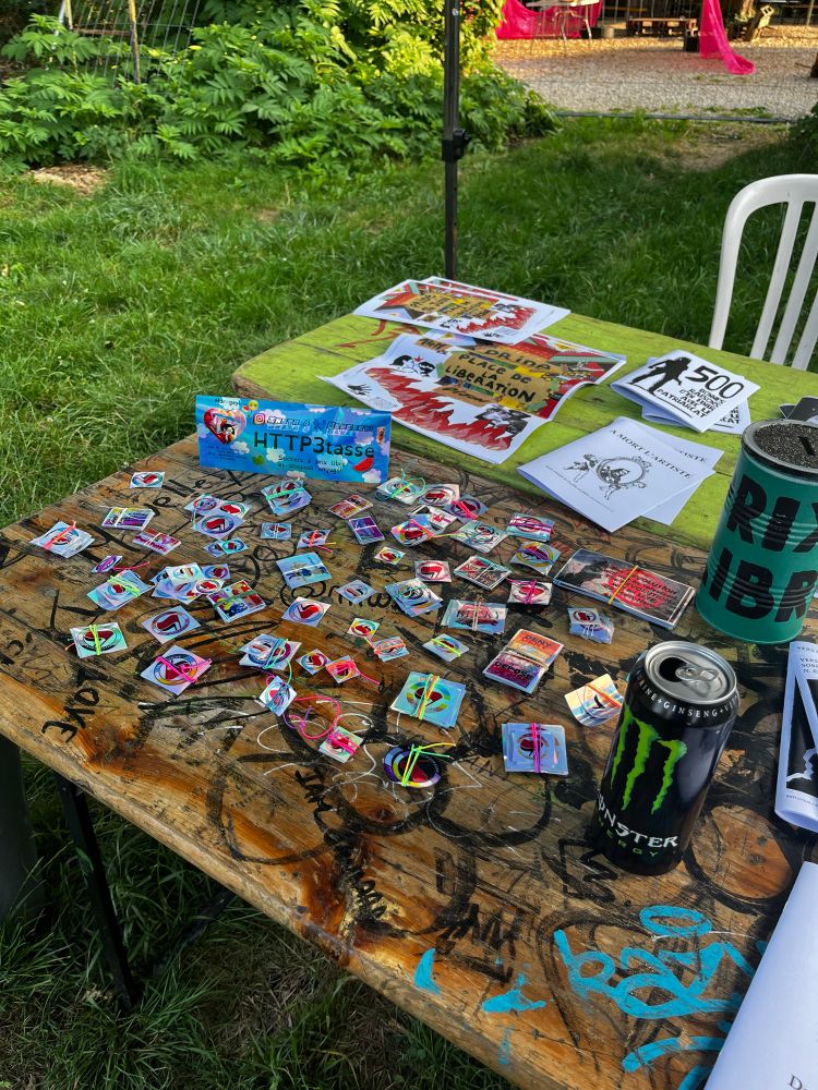 Photo de mes stickers antifa queer et holographique avec une monster 