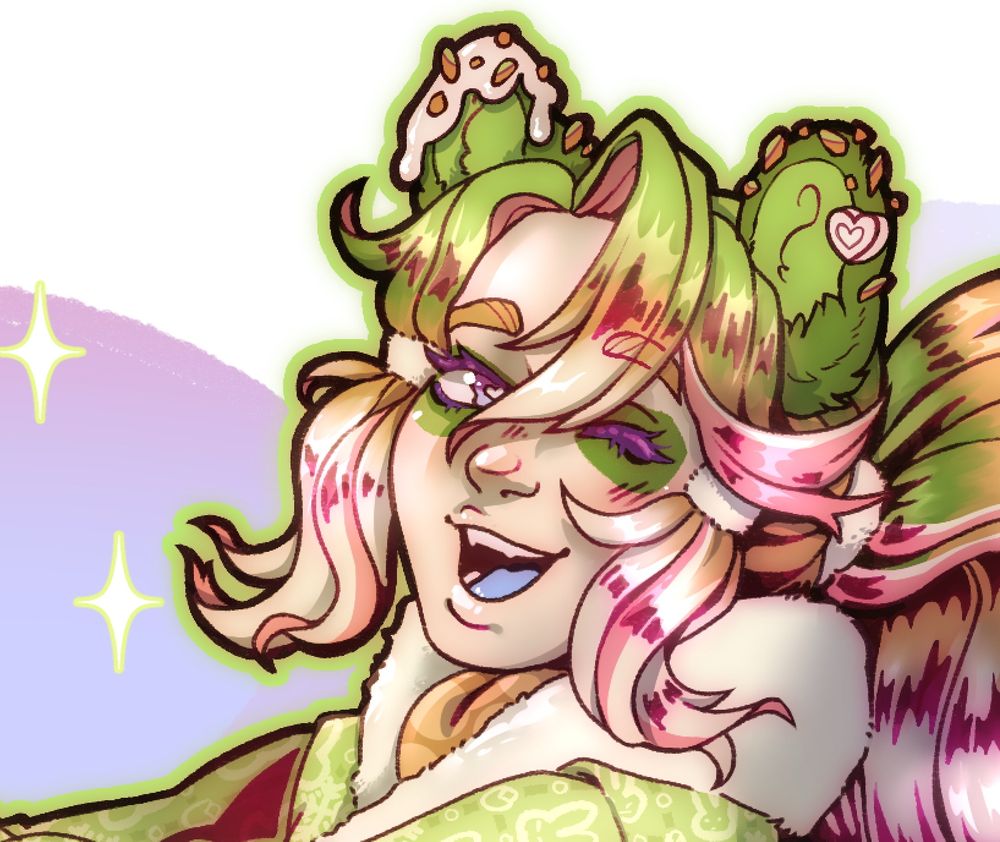 A close up on the face of the previous image. Buncha is winking at the camera with a big open smile :D