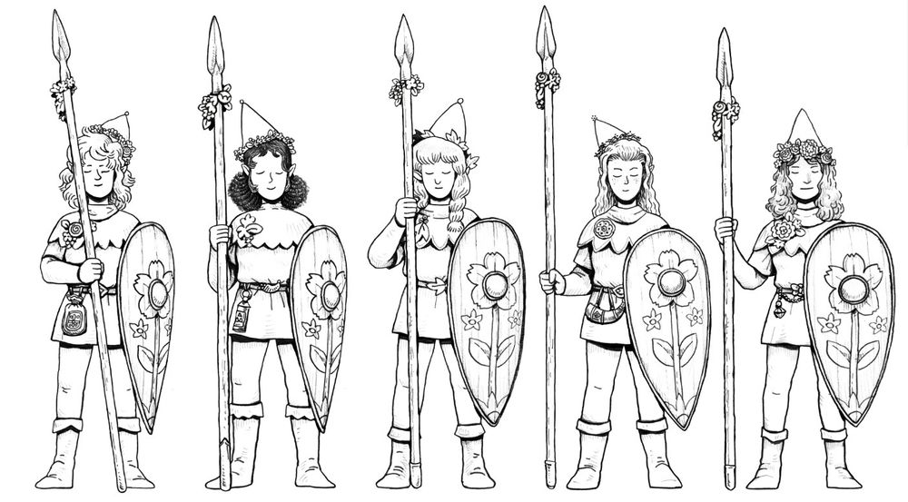 5 variant elf spearwomen