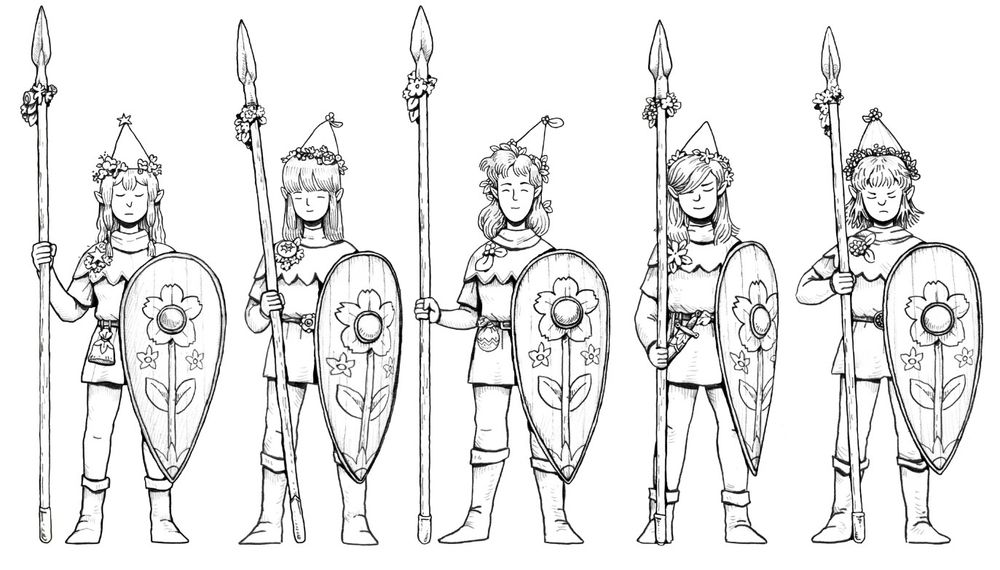 5 more variant elf spearwomen