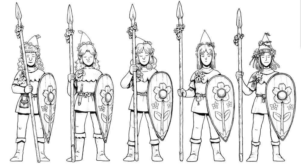 5 variant elf spearwomen